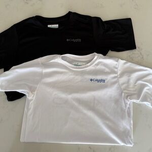 TWO Columbia Boys PFG T-shirts Large Black White